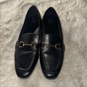 A New Day Black Loafers with Gold Detail
